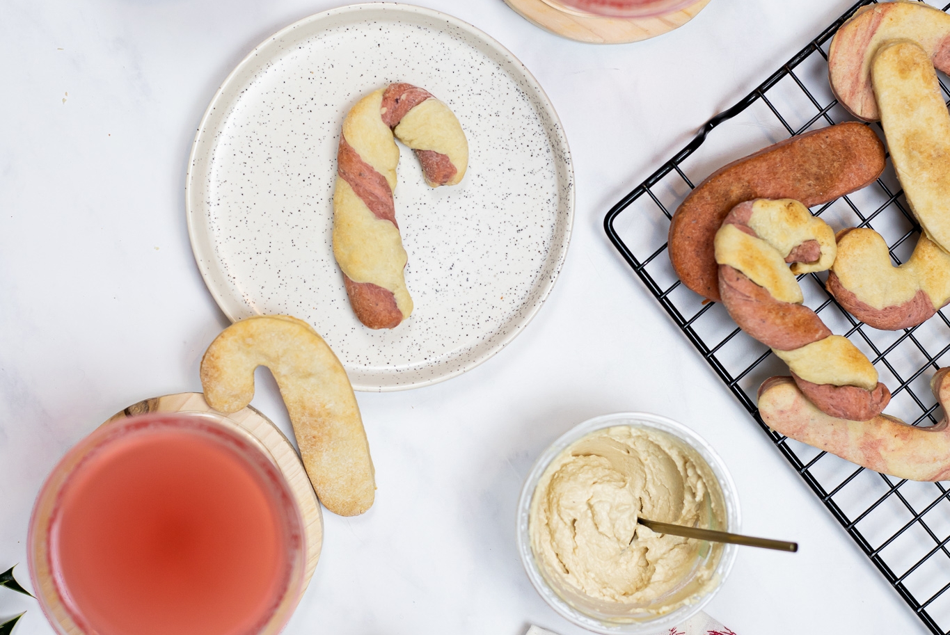 sables bicolores au houmous façon sucre d orge de noel